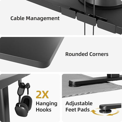 Seang Standing Desk with Adjustable Height, 55x24 Inch Electric Stand Up Desk for Home Office, Studio, Computer Workstation, Black Top