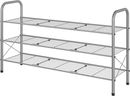 Hoctieon 3 Tier Mesh Style Shoe Rack, Entryway Shoe Shelf, Shoe Storage Organizer, Shoe Rack for Closet, Space Save for Bathroom, Garage, Hallway, Bedroom, Living Room, Grey