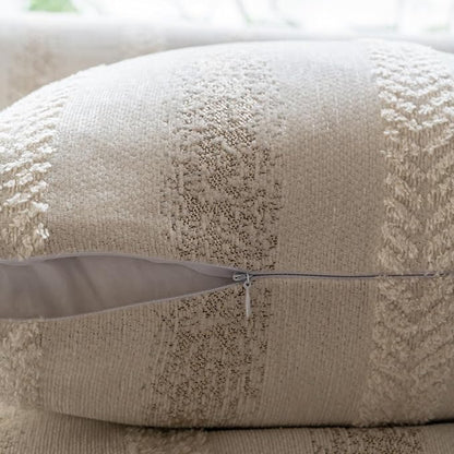 Pack of 1 Decorative Throw Pillow Covers 20x20 Inch, Pillow Cases for Living Room Couch Bedroom Farmhouse Home Decor, Soft Stripe Chenille Cushion Covers for Sofa Beige,20''x20''