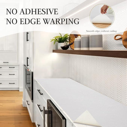 Beautysaid Shelf and Drawer Liner for Kitchen Cabinet, Non Adhesive Non Slip Shelf Paper Waterproof Washable Thickened for Dresser Pantry Shelve Bathroom Protector Liner(White,18 in x 30 FT)