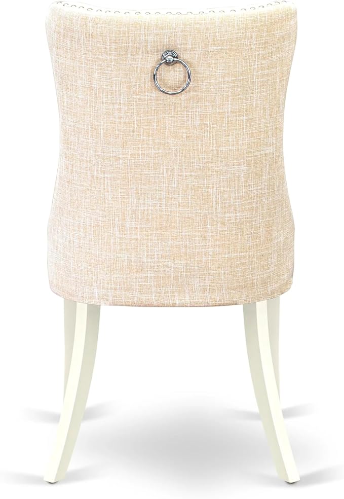 East West Furniture DODA9-LWH-32 9 Piece Kitchen Table Set Contains a Rectangle Dining Table with Butterfly Leaf and 8 Polyester Fabric Upholstered Chairs, 42x78 Inch, linen white