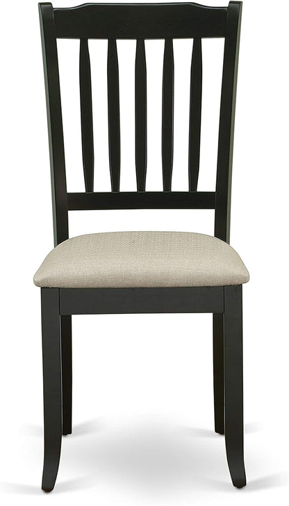 East West Furniture LGDA5-BLK-C 5 Piece Dinette Set Includes a Rectangle Dining Room Table with Butterfly Leaf and 4 Linen Fabric Upholstered Dining Chairs, 42x84 Inch, Black