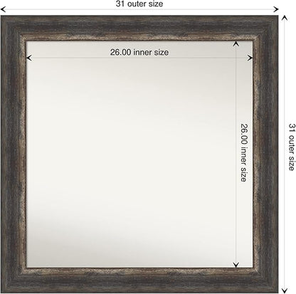 Amanti Art Bronze Bathroom Mirror for Over Sink, 34x34 Ballroom Bronze Square Vanity Mirror, Large Traditional Frame, Hangs Horizonally and Vertically, Bathroom Wall Decor, Non-Beveled Edge