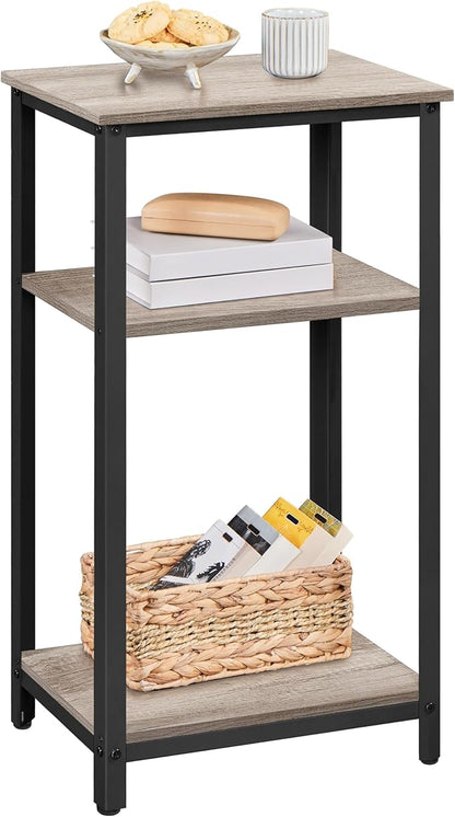 Yaheetech 30 in Tall End Table, 3-Tier with Strong Wooden Shelves, Small Side Table with Metal Frame for Living Room Office, Small Places, Gray