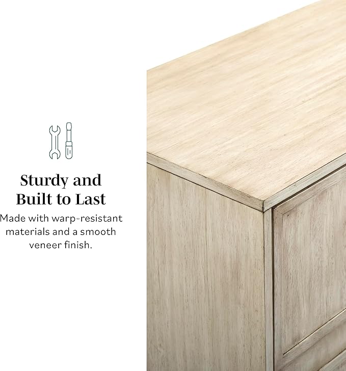 Walker Edison Alden Versatile 4 Door Framed-Storage-Sideboard, 62 Inch, Birch