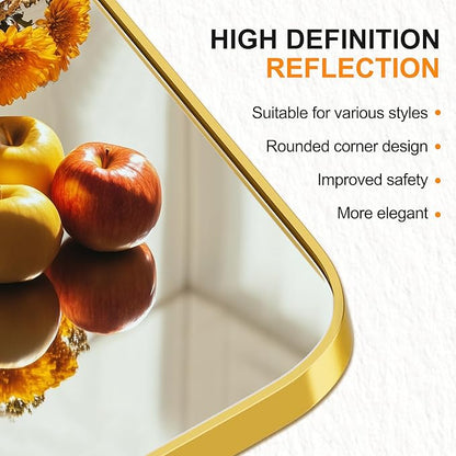 Delma Bathroom Mirror, Black Framed Bathroom Mirror for Over Sink, High-Definition Vanity Mirror, Versatile Mirror for Bathroom, Hangs Horizontally or Vertically(30x20, Gold)