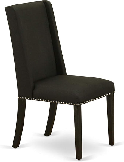 East West Furniture X697FL624-5 5 Piece Kitchen Table & Chairs Set Includes a Rectangle Dining Table with X-Legs and 4 Black Linen Fabric Parson Dining Chairs, 40x72 Inch, Multi-Color