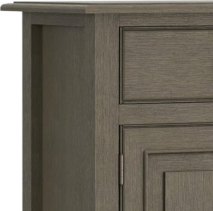 SIMPLIHOME Connaught 40-inch Wide Solid Wood Storage Cabinet in Farmhouse Grey for Entryway, Living Room, Organizer for Hats, Gloves, Shoes, Keys, Slim Design, Traditional Style