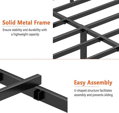 Full Bed Frame-Classic Metal Platform Bed Frame,Mattress Foundation with Steel Slat Support,Under Foundation Storage,No Box Spring Needed, Easy Assembly, Full Size