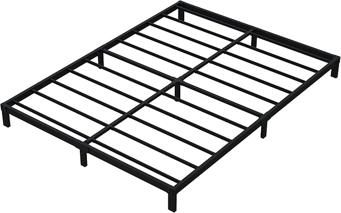 7 Inch Queen Bed Frame No Box Spring Need, Low Profile Metal Platform Bed Frame Queen Size, Heavy Duty Support Bedframes, Easy Assembly