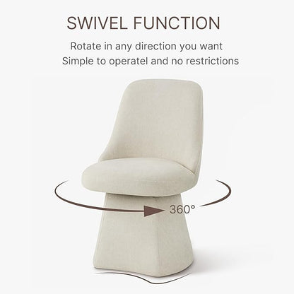 Swivel Dining Chair Mid Century Modern DeskChair High Back Upholstered Linen Fabric SideChair for Kitchen Diningroom Bedroom,Linen,4 Box