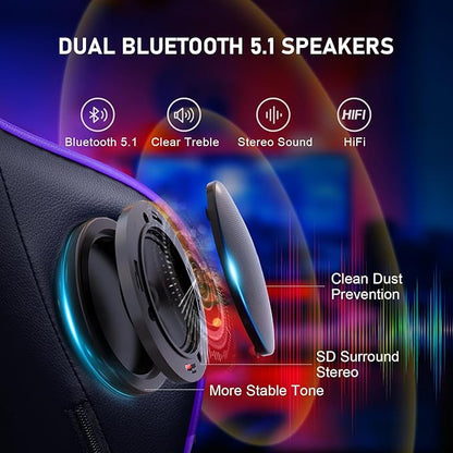 GTRACING Gaming Chair with Speaker and Footrest Office Computer Chairs Music Video Gamer Chair Heavy Duty Ergonomic Computer Office Desk Chair Purple