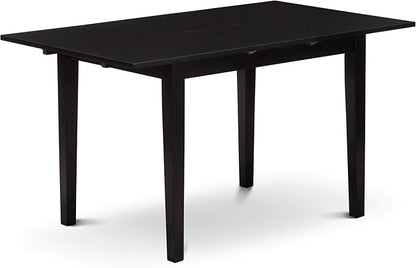 East West Furniture NOBR3-BLK-17 3 Piece Dining Room Table Set Contains a Rectangle Kitchen Table with Butterfly Leaf and 2 Light Sable Linen Fabric Parson Chairs, 32x54 Inch, Black