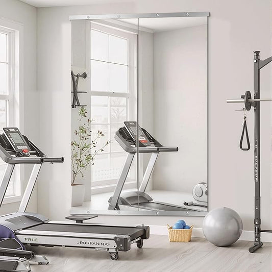 Home Gym Mirror for Wall, 70"x24"x2PCS Full Length Gym Mirror Frameless Wall-Mounted for Garage, Home Gym, Living Room, Bedroom(Silver)