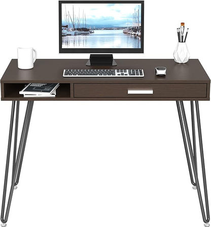 SHW Home Office Computer Hairpin Leg Desk with Drawer