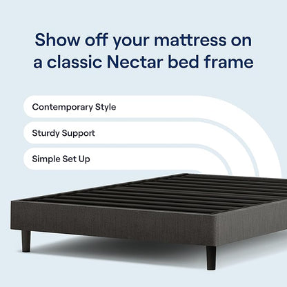 Nectar Full 12” Mattress with Bed Frame - Grey - Medium Firm Gel Memory Foam - Cooling Comfort Technology - 365-Night Trial - Forever Warranty - Easy Assembly - 8 Inch Legs - Holds Up to 700 Pounds