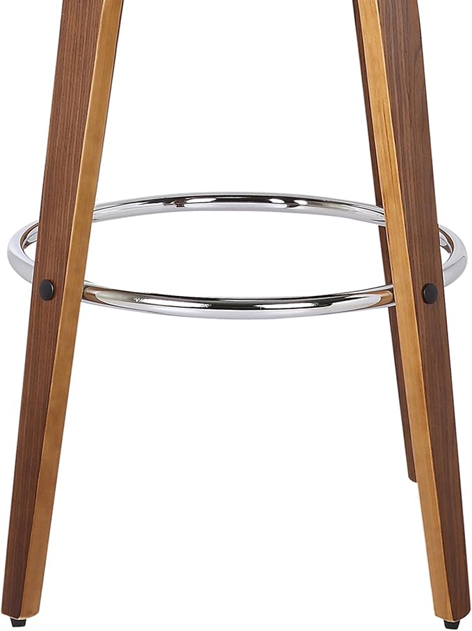 Armen Living Shelly 26" Counter Height Swivel Brown Faux Leather and Walnut Wood Bar Stool - Set of 3