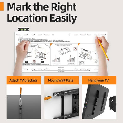 IWORKBORAD 42-86 '' Full Motion TV Wall Mount 24 Inch Studs, Heavy Duty TV Mount 24 inch Studs, Swivel Tilt Extension Level, up to 110 lbs & 600x400mm VESA