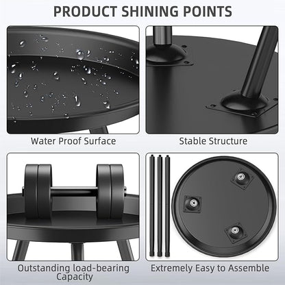 SYQ Small Black Side Table,Modern Round Metal end Table,Simple Circle Accent Table for Outdoor Living Room Bedroom Bathroom Office