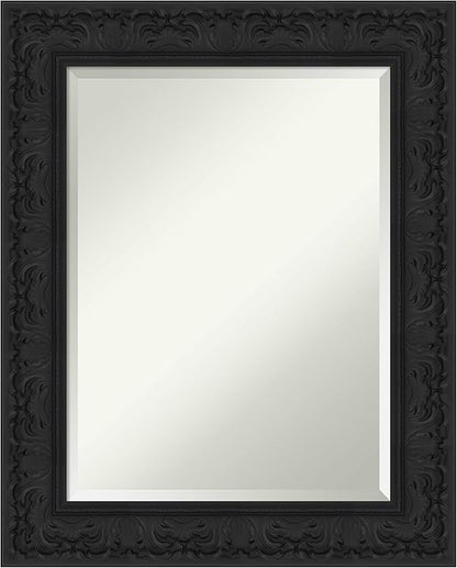 Amanti Art Black Bathroom Mirror for Over Sink, 31x25 Luxe Black Rectangle Vanity Mirror, Medium Traditional Frame, Hangs Horizonally and Vertically, Bathroom Wall Decor, Beveled Edge