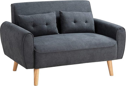 Shintenchi Small Modern Loveseat Couch Sofa, Mid Century Fabric Upholstered 2-Seat Sofa Couch Love Seats Furniture for Small Space,Living Room,Studio,Apartment with 2 Pillows