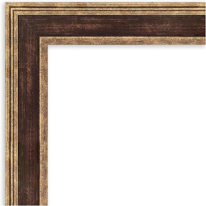 Amanti Art Bronze Bathroom Mirror for Over Sink, 28x34 Ridge Light Bronze Rectangle Vanity Mirror, Large Traditional Frame, Hangs Horizonally and Vertically, Bathroom Wall Decor, Beveled Edge