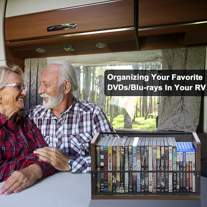 DVD Storage Rack - DVD Storage Case Holds 28 Full Case DVDs, 32 Blu-Ray Disc, Desktop or Closet DVD Stand, CD Display for Blu-Ray | Video Gam e Cases | Papers | Cards