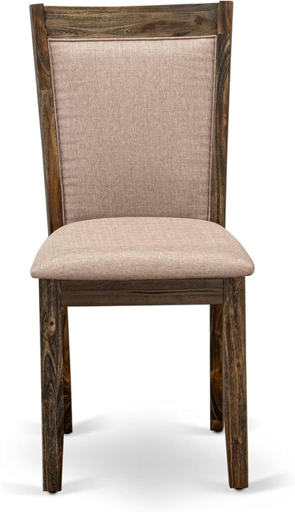 East West Furniture V797MZ716-5 5 Piece Dining Set Includes a Rectangle Dining Room Table with V-Legs and 4 Dark Khaki Linen Fabric Upholstered Parson Chairs, 40x72 Inch, Multi-Color