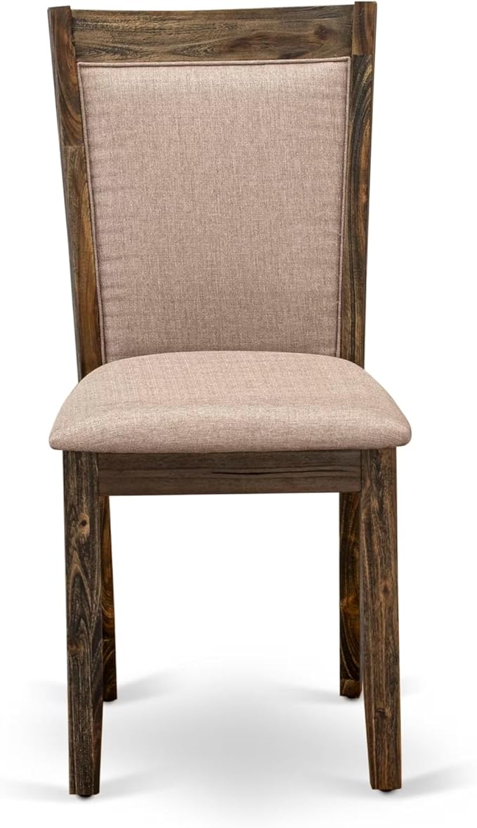 East West Furniture V727MZ716-5 5 Piece Dining Table Set for 4 Includes a Rectangle Kitchen Table with V-Legs and 4 Dark Khaki Linen Fabric Parson Dining Chairs, 40x72 Inch, Multi-Color