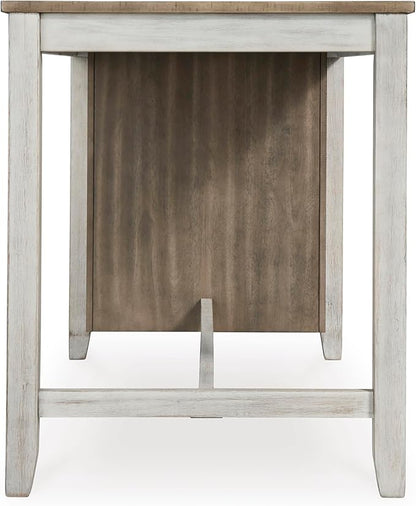 Signature Design by Ashley Skempton Farmhouse 36" Counter Height Dining Table with Storage & Wine Rack, Whitewash