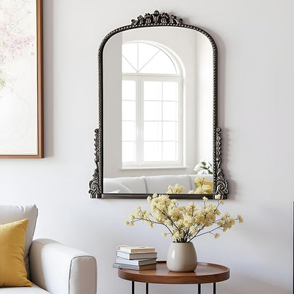 SHYFOY Antique Wall Mirror, Vintage Mirrors for Wall Decor, Baroque Decorative Mirror for Living Room Entryway Powder Room, Traditional Elegant Ornate Mirror, 31.5'" X 23.6'' Black-Gold