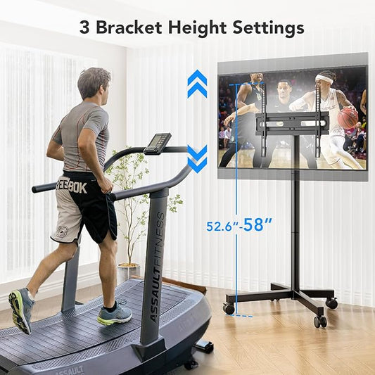 AX WABER Mobile TV Cart Stand with Wheels for 23-60" tvs, Height Adjustable, Portable Floor Stand Holds up to 88 lbs, Rolling TV Mount max VESA 400x400mm
