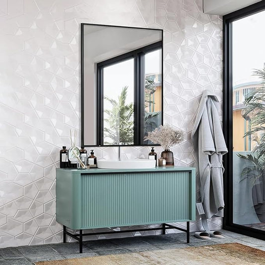 Bathroom Mirror 30x36 Inch, Black Frame Mirror 30"x36", Rectangle Wall Mounted Mirror, Metal Framed Vanity Mirror for Wall 30 by 36, Modern Mirror Hangs Horizontal Or Vertical