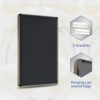 WEER 24x32 Inch Bronze Bathroom Mirror - Brushed Bronze Frame for Vanity, Rounded Rectangle with Tempered Glass, Anti-Rust (Horizontal/Vertical)