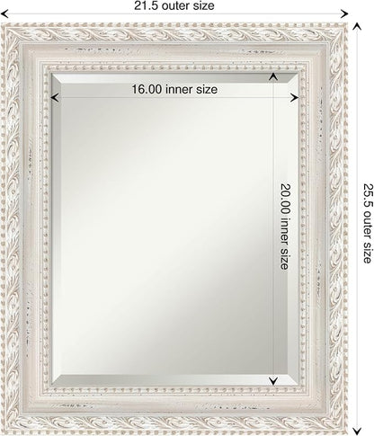 Amanti Art White Bathroom Mirror for Over Sink, 26x22 Opera Off White Rectangle Vanity Mirror, Small Traditional Wood Frame, Hangs Horizonally and Vertically, Bathroom Wall Decor, Beveled Edge from WI