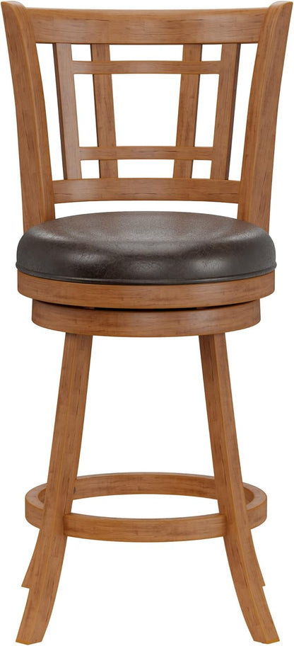 Hillsdale Fairfox Swivel Stool with Rectangular Lattice Back, Counter Height, Oak