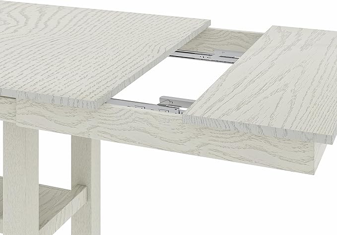 Solid Wood Extendable Farmhouse Dining Table for 4-6, Space-Saving Design for Home Kitchen and Dinner, Grey