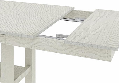 Solid Wood Extendable Farmhouse Dining Table for 4-6, Space-Saving Design for Home Kitchen and Dinner, Grey