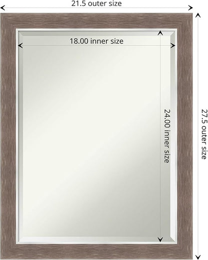 Amanti Art Brown Wall Mirror 28x22 Noble Mocha Rectangle Bathroom Mirror for Wall Decor Living Room, Medium Casual Frame, Hangs Horizonally and Vertically, Bathroom Decor, Beveled Edge from WI, USA