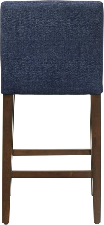 CHITA Counter Height Bar Stools Set of 3, 27" H Seat Height Upholstered Barstools, Fabric in Midnight Blue