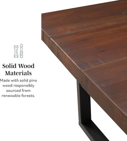 Walker Edison Durango Distressed Solid Wood Dining Table, 72 Inch, Rustic Oak