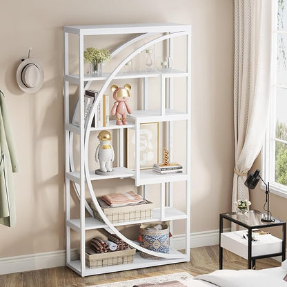 Tribesigns Bookshelf, Modern 5-Tier Etagere Bookcase, 70.8 inch Tall Bookshelf with 8 Open Storage Shelf, Book Shelf Display Tack Shelving Unit for Home Office Living Room, White
