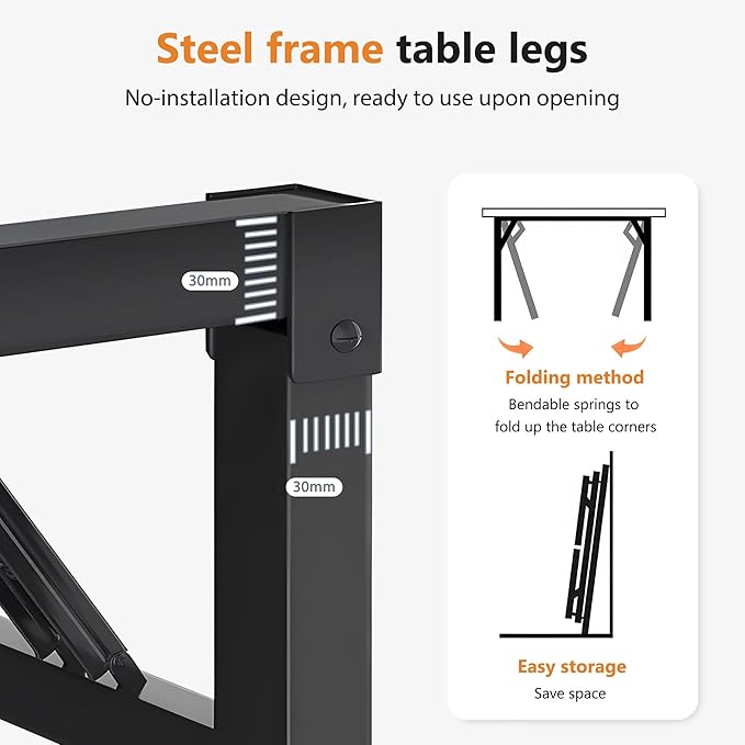 DlandHome Large Computer Desk, Folding Desk, Decent and Steady Home Office Desk/Workstation/Table 54.3inch Black Black