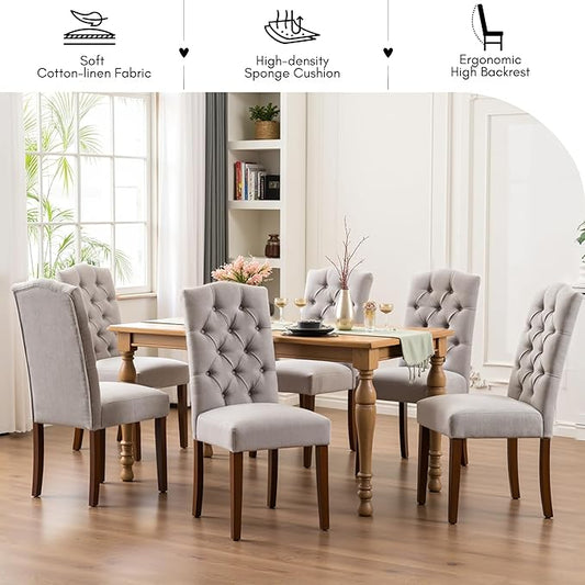 Tufted Upholstered Parsons Dining Chair with Sturdy Solid Wood Legs