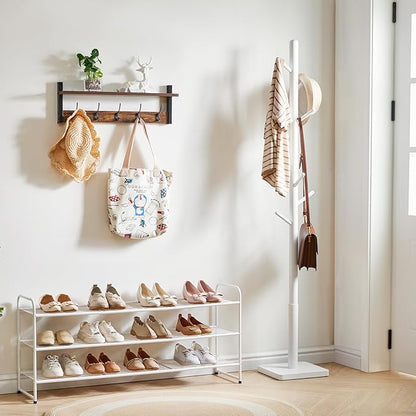 YMYNY Freestanding Shoe Racks, 3 Tiers Stackable & Adjustable Shoe Storage Shelf, Extra Large Capacity Shoe Organizer Stand for 20-24 Pairs, for Entryway, Closet, Bedroom, White, 42.9" L, UHXJ302W
