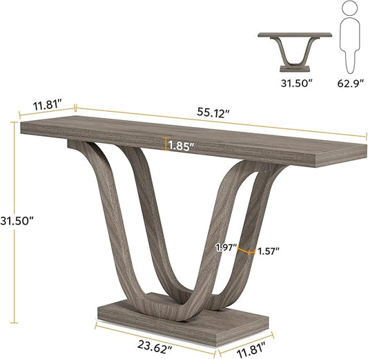 Tribesigns Farmhouse Console Table, 55 Inch Wood Sofa Table Entryway Table, Modern Narrow Hallway Tables Foyer Tables for Entryway, Living Room, Light Grey