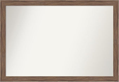 Amanti Art Brown Bathroom Mirror for Over Sink, 27x39 Pia Medium Brown Narrow Rectangle Vanity Mirror, Large Casual Frame, Hangs Horizonally and Vertically, Bathroom Wall Decor, Non-Beveled Edge