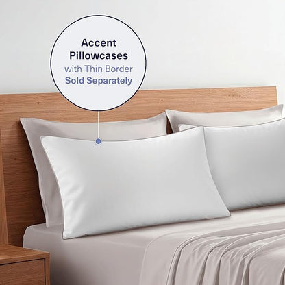 Kickoff Viscose Bamboo Sheets Queen Size 4-pc 100% Organic Bamboo Viscose Bed Cooling Sheets Queen Size Set Cool Bedding for hot Sleepers Sheet, Flat, Fitted, Pillowcases (Dove Grey, Q)