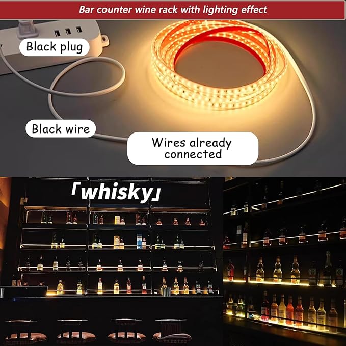 71in Wall-Mounted Metal Wine Rack with LED Lights 3-Tier Floating Bar Shelves with Wine Glass Rack Large Wine Bottle Display Rack Hanging Shelf, for Home Bar Dining Room Decorative (black, 180cm/71in)
