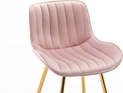 Sidanli Pink Bar Stools Set of 2, Velvet Counter Stools with Footrests, 24” Armless Counter Height Chairs for Bar, Kitchen, Living Room